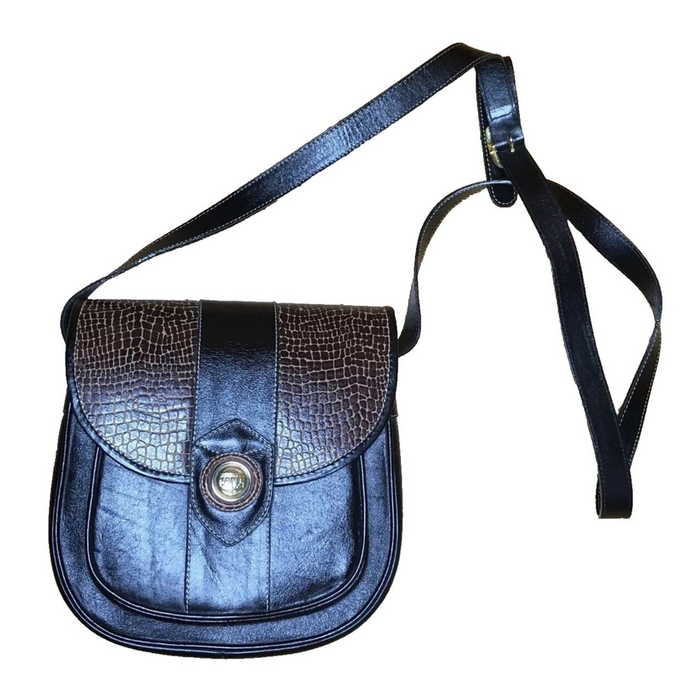Land Leather‎ Faux Snakeskin Crossbody Purse Bag Made In Columbia
